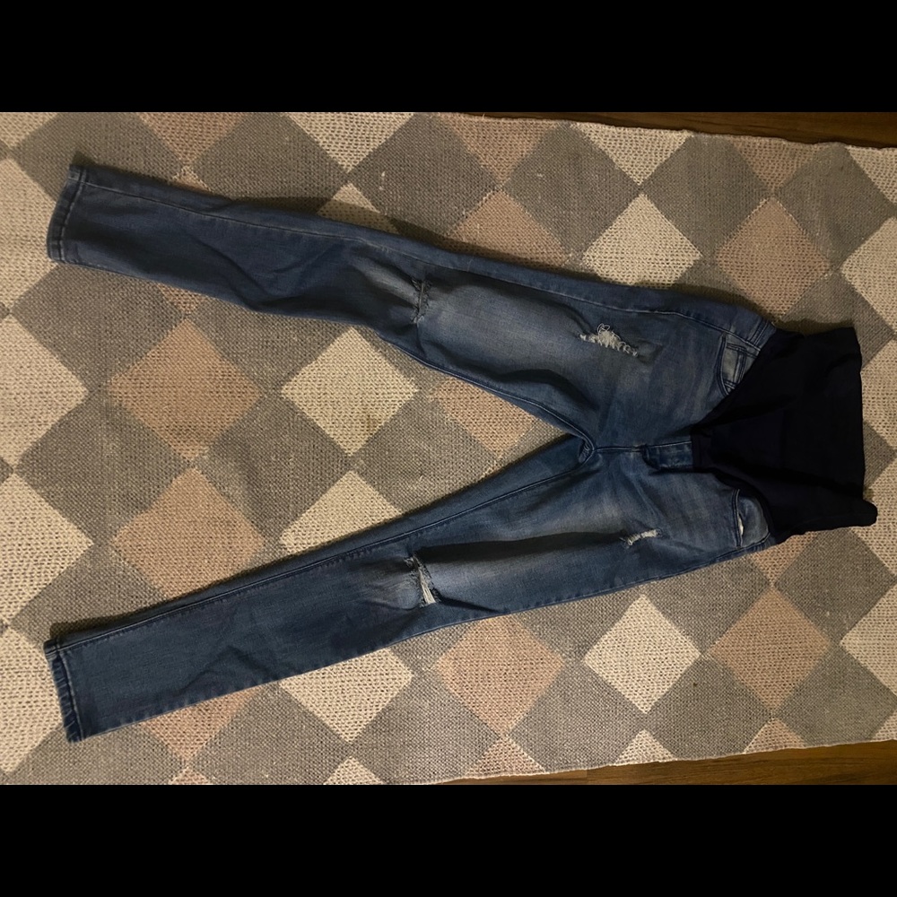 PinkBlush Navy Blue Lightly Distressed Skinny Maternity Jeans